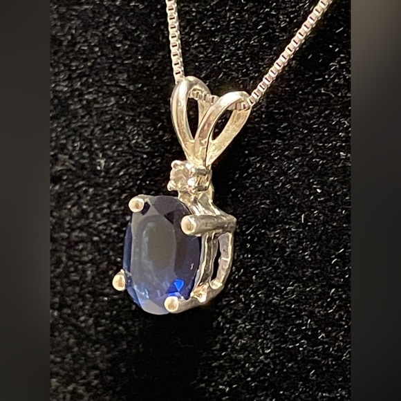 High quality, sapphire/diamond pendant - Picture 6 of 7